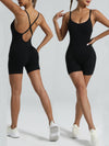 ZASUWA Female Cross Back Adjustable Shoulder Straps Deep V Hollow Out Scrunch Bum Romper