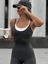 ZASUWA Female U Collar Cross Back Elastic Tight Jumpsuits