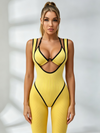 Ribbed Cutout Halter Active Jumpsuit With Bras
