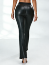 Sexy Faux Leather Push Up Design Lace-up Flare Leggings
