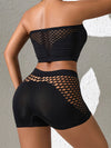 ZASUWA Female Fishnet Hollow Out Short Tracksuit