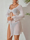 ZASUWA Female Sexy Fishnet Hollow Out 2-Pieces Swimwear Cover-up Dress Without Bikini