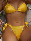 ZASUWA Female Solid Color Drawstring Lace-up Bikini Set