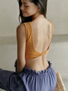 ZASUWA Female Sexy Solid Color Backless Round Neck Quick Dry Tank