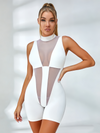 Sexy Mesh Deep V Back Short Romper