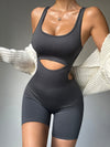 ZASUWA Female Deep V Back Scrunch Bum Hollow Out Backless Short Romper