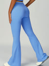 ZASUWA Female Contrast Color V-shaped Waist Folds Lace-up Flare Leggings