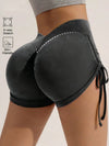 Scrunch Butt Tiefer V-Rücken Kordelzug Kunst-Denim Spandex Gym Booty Shorts