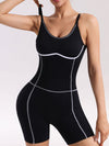 ZASUWA Female Backless Stripes Stitch Deep V Back Push Up Design Elastic Tight Romper