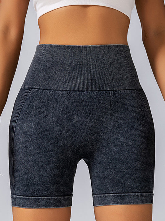 ZASUWA Female Faux Denim Scrunch Bum Hip-lift Spandex Gym Booty Shorts