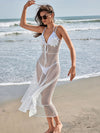 ZASUWA Female Sexy Fishnet Flower V-neck Swimwear Cover Dress Without Bikini