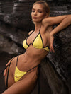 🖤ZASUWA Female Sexy Hollow Out Contrast Color Backless Mesh Bikini Set