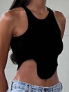 ZASUWA Female Sexy Round Neck Irregular Design Tanks
