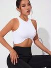 ZASUWA Female Sexy Round Neck Ribbed Quick Dry Irregular Design Tanks