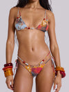 ZASUWA Female Fashion Sexy Natural Texture Print Mesh 3-Pieces Hollow Out Bikini Set
