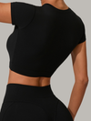 Sexy Round Collar Cropped Short Sleeves