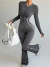 ZASUWA Female Contrast Color Stripes Zipper Peach Booty Jumpsuit