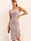 ZASUWA Female Ribbed Yoga Elastic Tight Hollow Out Quick Dry Short Dress