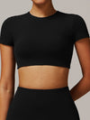 ZASUWA Female Solid Color Backless with Pads Cropped Short Sleeves