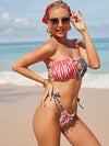 ZASUWA Female Sexy Flags Print Hollow Out Backless Bikini Set