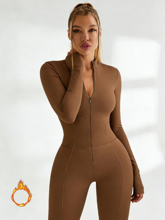 ZASUWA Female Sexy Zipper Corset Fleece Jumpsuit