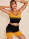 ZASUWA Female Gradient Color High Waist Spandex Gym Booty Shorts