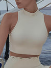 ZASUWA Female Sexy Solid Color Hollow Out Stand Up Collar Tank