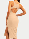 ZASUWA Female Ribbed Yoga Elastic Tight Hollow Out Quick Dry Short Dress