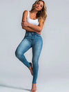 ZASUWA Female Sexy Denim Elastic Tight Pocket Cargo Leggings