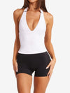 ZASUWA Female Solid Color V-neck Halter Backless with Chest Pads Quick Dry Tank
