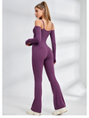 U Collar Scrunch Bum Elastic Tight Jumpsuit