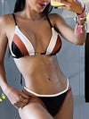 ZASUWA Female Contrast Color Hollow Out Leopard Print Beach Bikini Set