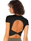 ZASUWA Female Sexy Hollow Out Round Neck Short Sleeves