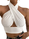 ZASUWA Female Sexy Cross Halter Hollow Out Backless Tanks