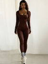 ZASUWA Female Sexy Buttons Elastic Tight Jumpsuit
