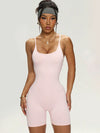 ZASUWA Female Cross Back U Collar Elastic Tight Short Romper