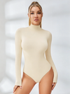 High Neck Fine Ribbed Long-Sleeve Bodysuits