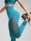 ZASUWA Female Contrast Color Cross Back Fishnet Stripe Print Tracksuit