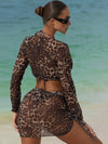 ZASUWA Female Sexy Leopard Print Mesh 4-Pieces Bikini Set