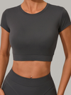 Sexy Round Collar Cropped Short Sleeves
