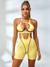 Sexy Contrast Color Stripe Hollow Out Short Romper