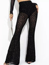 ZASUWA Female Sexy Leopard Print Semi-trasparent Mesh Flare Leggings
