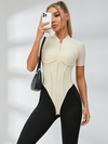Contrast Color Backless Stitch Zipper Jumpsuit