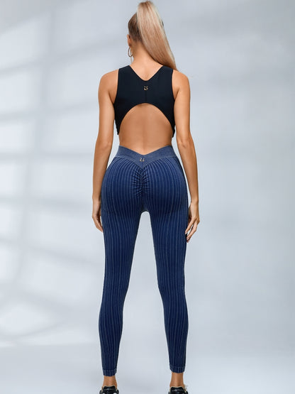 V-shaped Waist Ribbed High-waisted Hip-lift Scrunch Bum Tracksuit
