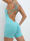 ZASUWA Female Solid Color Push Up Design Cross Back Quick Dry Scrunch Bum Romper