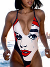 ZASUWA Female Deep V Sexy 3D Digital Printing Print One Piece