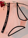 Sexy Wave Point Mesh Contrast Color Panties