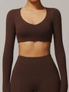 ZASUWA Female Solid Color V-neck Quick Dry Long Sleeves