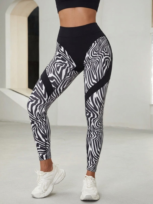❤Zebra Pattern Push-Up Scrunch Bum Leggings