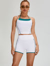 ZASUWA Female Contrast Color Pocket Backless Short Tracksuit